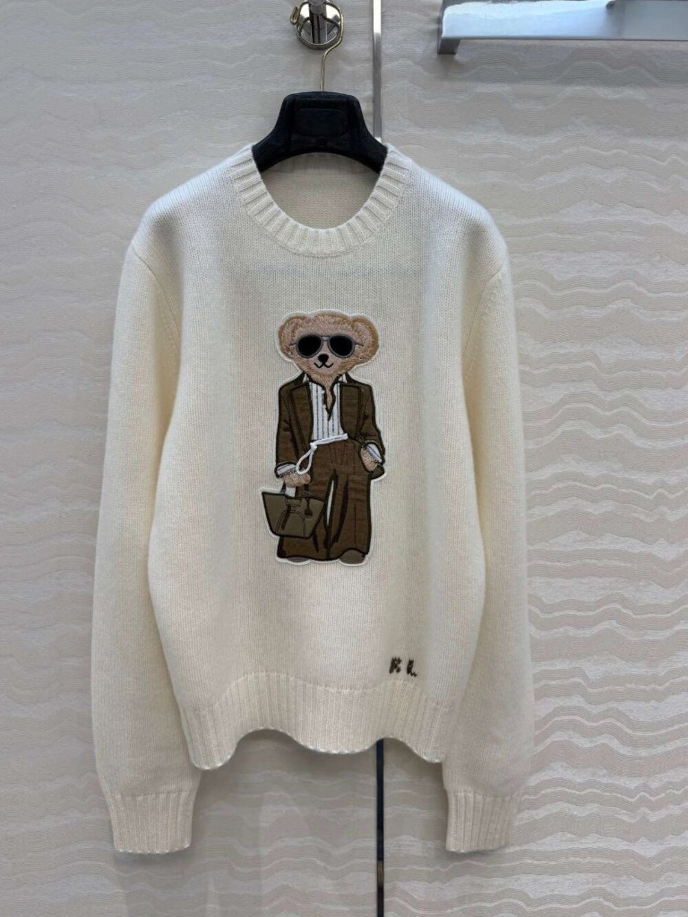 Polo Ralph Lauren Cream Cool Vacation Bear Embroidery Crewneck Knit Sweater